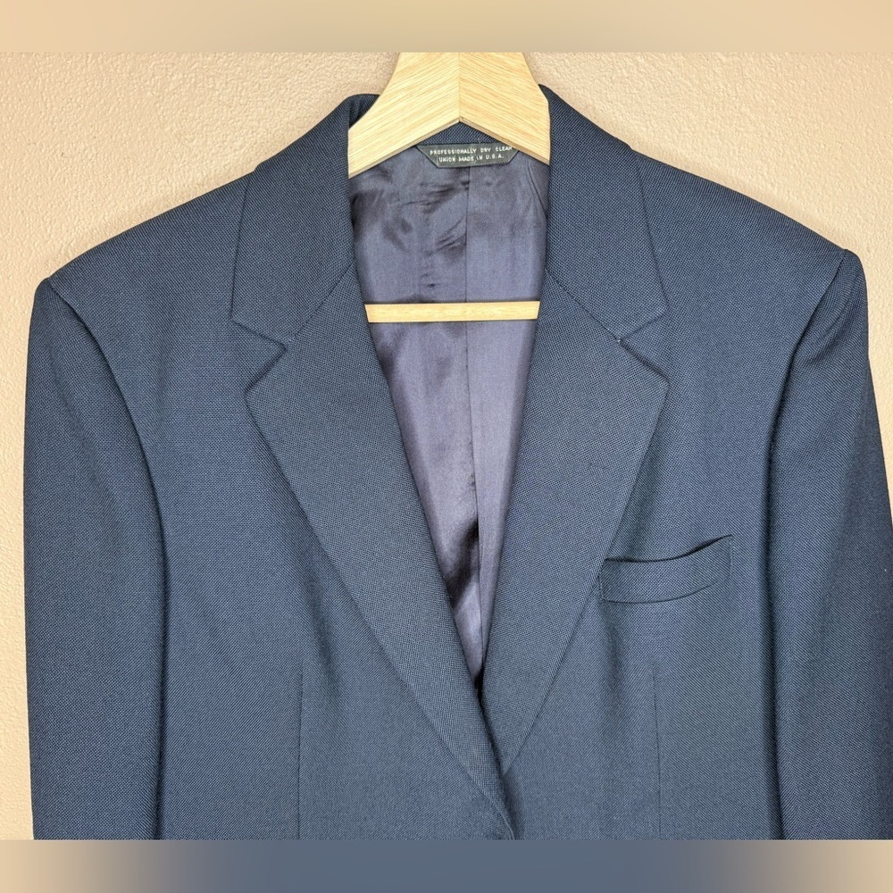 80s York Fair Vintage Wool Classic Navy Blazer and Skirt Set Women's Size 12 - Picture 5 of 16